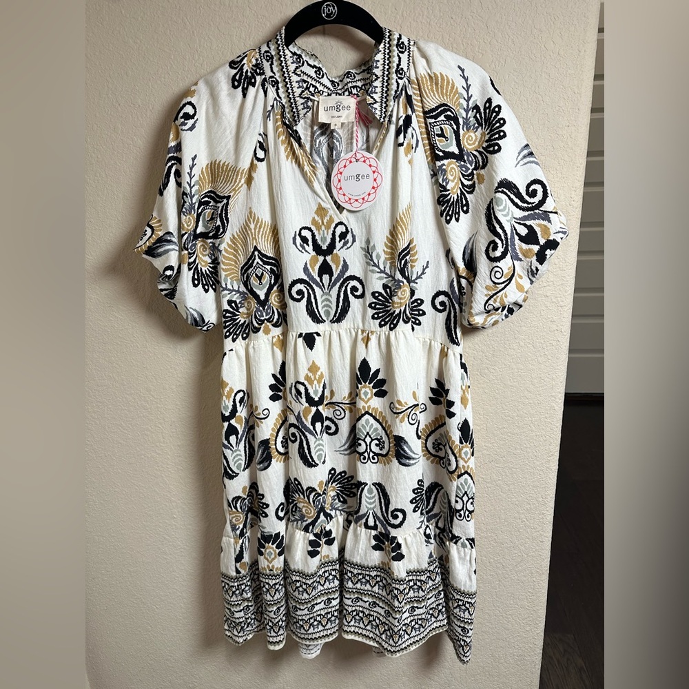 Umgee Dress with Black and Gold Patterns - NWT